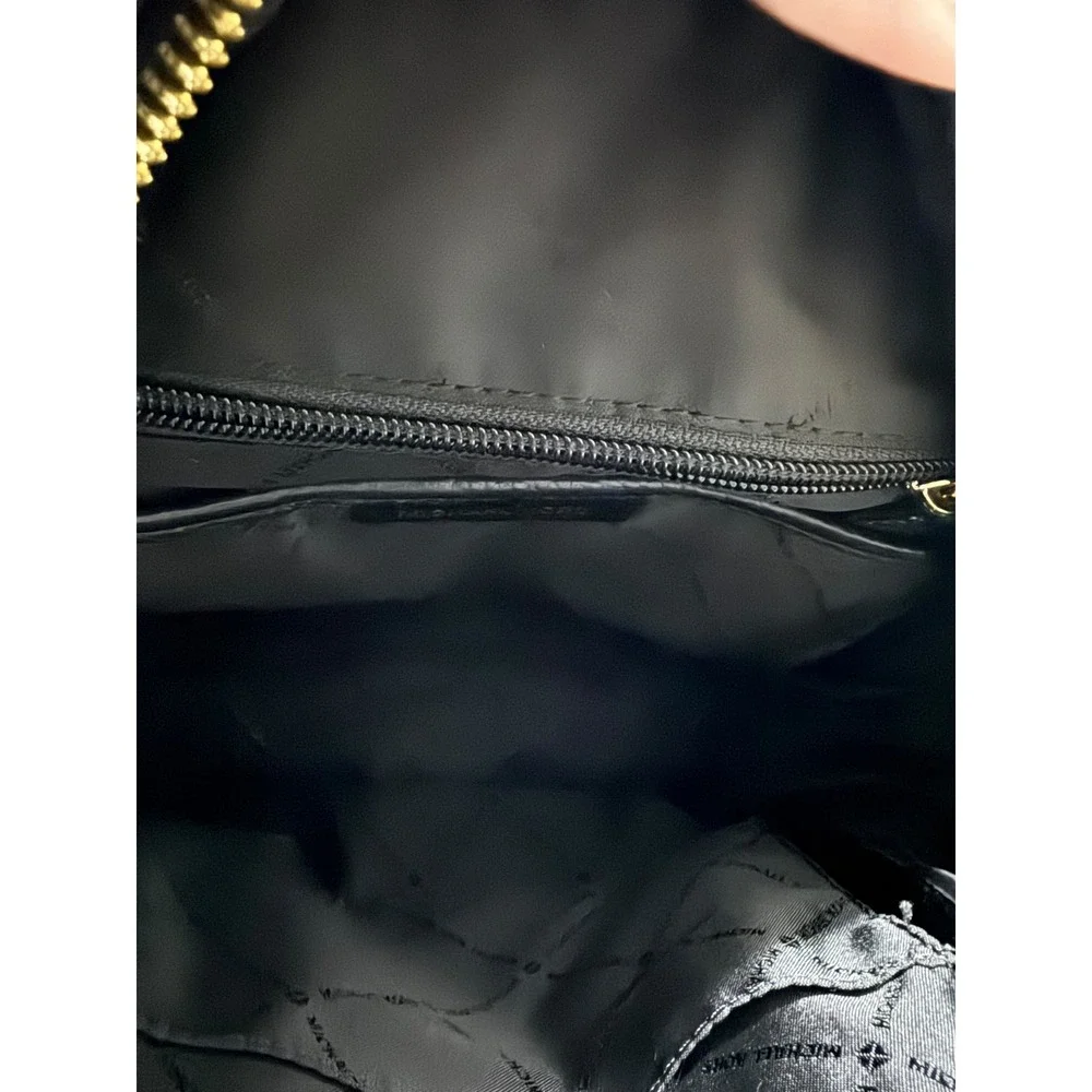 Michael Kors Black Pebbled Leather Small Backpack Purse Gold Hardware‎
